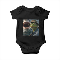 Unbothered Frog Smoking Cigarette Meme Baby Onesie Cinematic Shark Attack Calmness Graphic Dark Humor