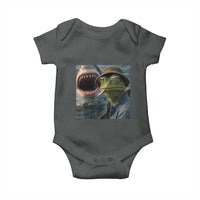 Unbothered Frog Smoking Cigarette Meme Baby Onesie Cinematic Shark Attack Calmness Graphic Dark Humor
