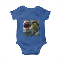 Unbothered Frog Smoking Cigarette Meme Baby Onesie Cinematic Shark Attack Calmness Graphic Dark Humor