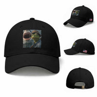 Unbothered Frog Smoking Cigarette Meme Baseball Cap Cinematic Shark Attack Calmness Graphic Dark Humor