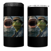 Unbothered Frog Smoking Cigarette Meme 4 in 1 Can Cooler Tumbler Cinematic Shark Attack Calmness Graphic Dark Humor