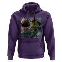 Unbothered Frog Smoking Cigarette Meme Hoodie Cinematic Shark Attack Calmness Graphic Dark Humor