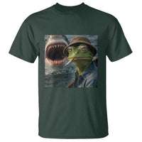Unbothered Frog Smoking Cigarette Meme T Shirt Cinematic Shark Attack Calmness Graphic Dark Humor