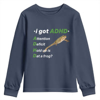 I Got ADHD Attention Deficit Hold Up Is Dat A Frog Youth Sweatshirt Neurodiversity Humor Weirdcore