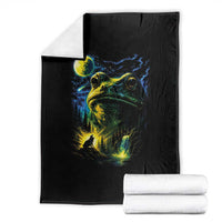 Cosmic Frog Howling At Moon Parody Graphic Throw Blanket Vintage 90s Retro Fantasy Meme