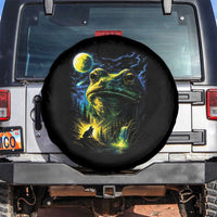 Cosmic Frog Howling At Moon Parody Graphic Spare Tire Cover Vintage 90s Retro Fantasy Meme