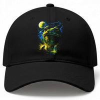 Cosmic Frog Howling At Moon Parody Graphic Baseball Cap Vintage 90s Retro Fantasy Meme