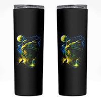 Cosmic Frog Howling At Moon Parody Graphic Skinny Tumbler Vintage 90s Retro Fantasy Meme
