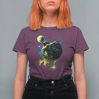 Cosmic Frog Howling At Moon Parody Graphic T Shirt For Women Vintage 90s Retro Fantasy Meme