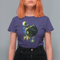 Cosmic Frog Howling At Moon Parody Graphic T Shirt For Women Vintage 90s Retro Fantasy Meme