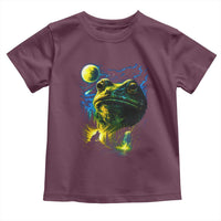 Cosmic Frog Howling At Moon Parody Graphic Toddler T Shirt Vintage 90s Retro Fantasy Meme