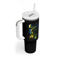 Cosmic Frog Howling At Moon Parody Graphic Tumbler With Handle Vintage 90s Retro Fantasy Meme