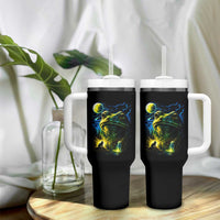 Cosmic Frog Howling At Moon Parody Graphic Tumbler With Handle Vintage 90s Retro Fantasy Meme