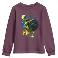 Cosmic Frog Howling At Moon Parody Graphic Youth Sweatshirt Vintage 90s Retro Fantasy Meme
