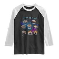 Types Of Frogs Funny Rain Frog Meme Chart Raglan Shirt Angry Grumpy Eepy Chonk Potato Round Judgy Ferocious