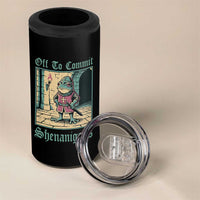Funny Medieval Frog Knight Fantasy RPG Meme 4 in 1 Can Cooler Tumbler Off To Commit Shenanigans