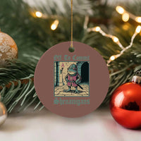 Funny Medieval Frog Knight Fantasy RPG Meme Ceramic Ornament Off To Commit Shenanigans