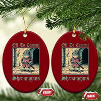 Funny Medieval Frog Knight Fantasy RPG Meme Ceramic Ornament Off To Commit Shenanigans