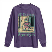 Funny Medieval Frog Knight Fantasy RPG Meme Long Sleeve Shirt Off To Commit Shenanigans