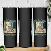 Funny Medieval Frog Knight Fantasy RPG Meme Skinny Tumbler Off To Commit Shenanigans