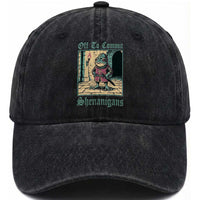 Funny Medieval Frog Knight Fantasy RPG Meme Washed Cotton Baseball Cap Off To Commit Shenanigans