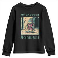 Funny Medieval Frog Knight Fantasy RPG Meme Youth Sweatshirt Off To Commit Shenanigans