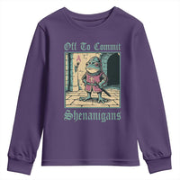 Funny Medieval Frog Knight Fantasy RPG Meme Youth Sweatshirt Off To Commit Shenanigans