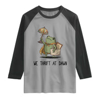 Funny Thrifting Frog Vintage Antique Hunter Raglan Shirt We Thrift At Dawn Humor