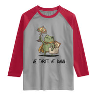 Funny Thrifting Frog Vintage Antique Hunter Raglan Shirt We Thrift At Dawn Humor