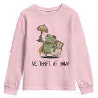 Funny Thrifting Frog Vintage Antique Hunter Youth Sweatshirt We Thrift At Dawn Humor