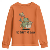 Funny Thrifting Frog Vintage Antique Hunter Youth Sweatshirt We Thrift At Dawn Humor