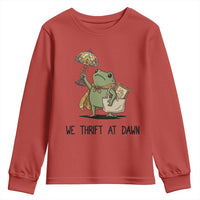 Funny Thrifting Frog Vintage Antique Hunter Youth Sweatshirt We Thrift At Dawn Humor