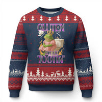 Funny Gluten Free Frog Princess Toilet Meme Ugly Christmas Sweater Gluten Got Me Tootin