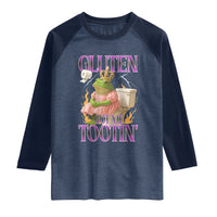 Funny Gluten Free Frog Princess Toilet Meme Raglan Shirt Gluten Got Me Tootin