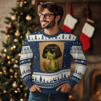 Funny Frog Bob Haircut Renaissance Painting Meme Ugly Christmas Sweater