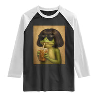 Funny Frog Bob Haircut Renaissance Painting Meme Raglan Shirt