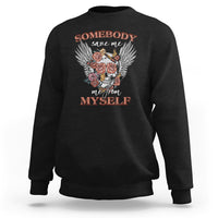 Western Skull Sweatshirt Somebody Save Me From Myself Country Music Western Retro - Wonder Print Shop