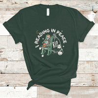 Reading Skeleton T Shirt RIP Reading In Peace Book Lover Spooky Vibe - Wonder Print Shop