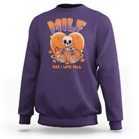 Fall Vibes Sweatshirt MILF Man I Love Fall Funny Spooky Skeleton Pumpkin Halloween - Wonder Print Shop