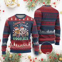 Teacher Christmas Ugly Christmas Sweater I Teach The Smartest Cookies Retro Groovy Xmas Tree Cookies - Wonder Print Shop