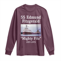 SS Edmund Fitzgerald Mighty Fitz Tribute Long Sleeve Shirt Great Lakes Shipwreck Memorial - Wonder Print Shop