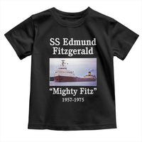 SS Edmund Fitzgerald Mighty Fitz Tribute Toddler T Shirt Great Lakes Shipwreck Memorial - Wonder Print Shop