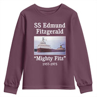 SS Edmund Fitzgerald Mighty Fitz Tribute Youth Sweatshirt Great Lakes Shipwreck Memorial - Wonder Print Shop