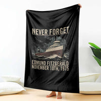 Never Forget Edmund Fitzgerald Tribute Throw Blanket November 10 1975 Shipwreck Memorial - Wonder Print Shop