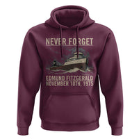 Never Forget Edmund Fitzgerald Tribute Hoodie November 10 1975 Shipwreck Memorial - Wonder Print Shop