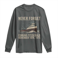 Never Forget Edmund Fitzgerald Tribute Long Sleeve Shirt November 10 1975 Shipwreck Memorial - Wonder Print Shop