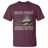 Never Forget Edmund Fitzgerald Tribute T Shirt November 10 1975 Shipwreck Memorial - Wonder Print Shop
