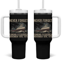 Never Forget Edmund Fitzgerald Tribute Tumbler With Handle November 10 1975 Shipwreck Memorial - Wonder Print Shop