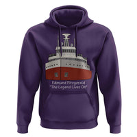 Edmund Fitzgerald Tribute Hoodie The Legend Lives On Great Lakes Freighter Memorial - Wonder Print Shop