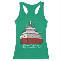 Edmund Fitzgerald Tribute Racerback Tank Top The Legend Lives On Great Lakes Freighter Memorial - Wonder Print Shop